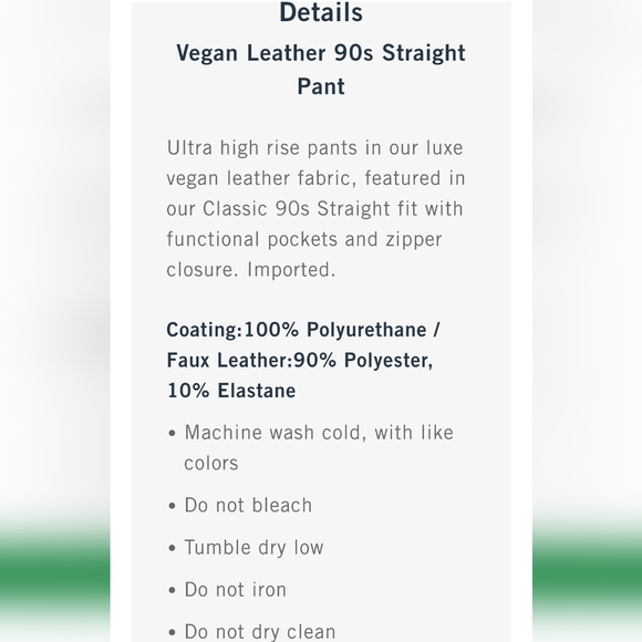 Abercrombie and Fitch The 90s Curve Love Ultra High Rise Vegan Leather Pant Blk - Picture 17 of 17